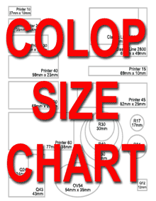 Click to View Colop Brand Stamps Size Chart
