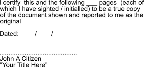 Certification Stamp Accountant, Solicitor, Multiple Pages- I Certify this to be.......