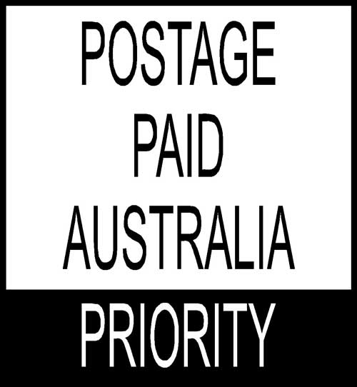 Stock Text Stamp Postage paid Australia PRIORITY