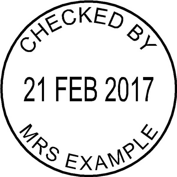 Personalised Teacher Stamp Checked by with Adjustable Date