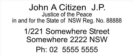 JP Stamp NSW, VIC, ACT, TAS. - JP Address Stamp